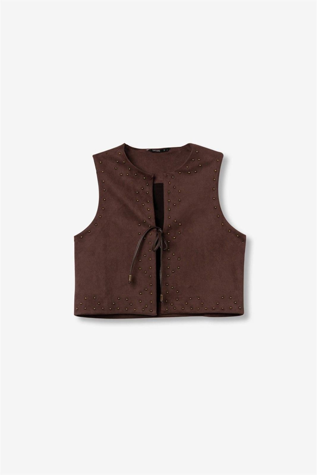 Chaleco antelina marrón chocolate, Arlinda - Imagen 8