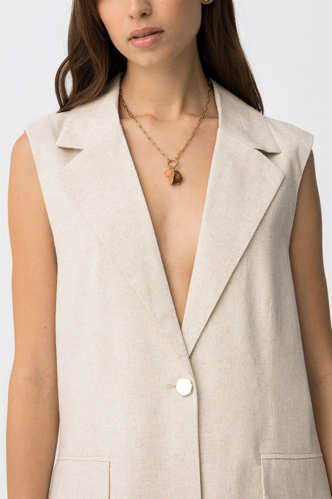 Chaleco beige oversize, Harpa - Imagen 2