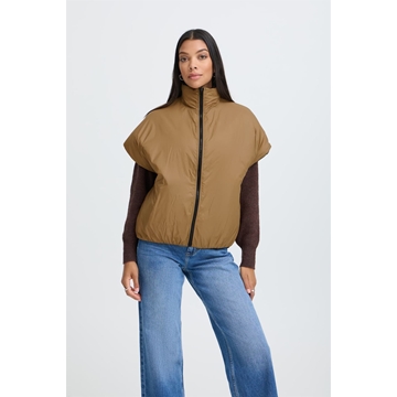 Chaleco Berta reversible acolchado de cuello alto con cremallera B.young - negro y camel - Imagen 2