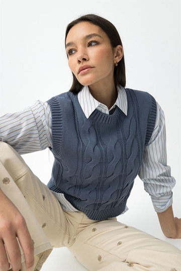 Chaleco de punto azul, Encore - Imagen 1