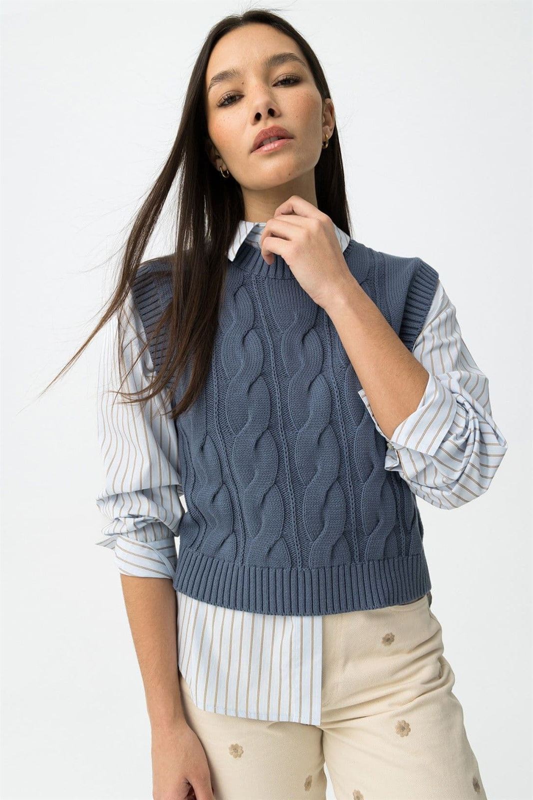 Chaleco de punto azul, Encore - Imagen 2