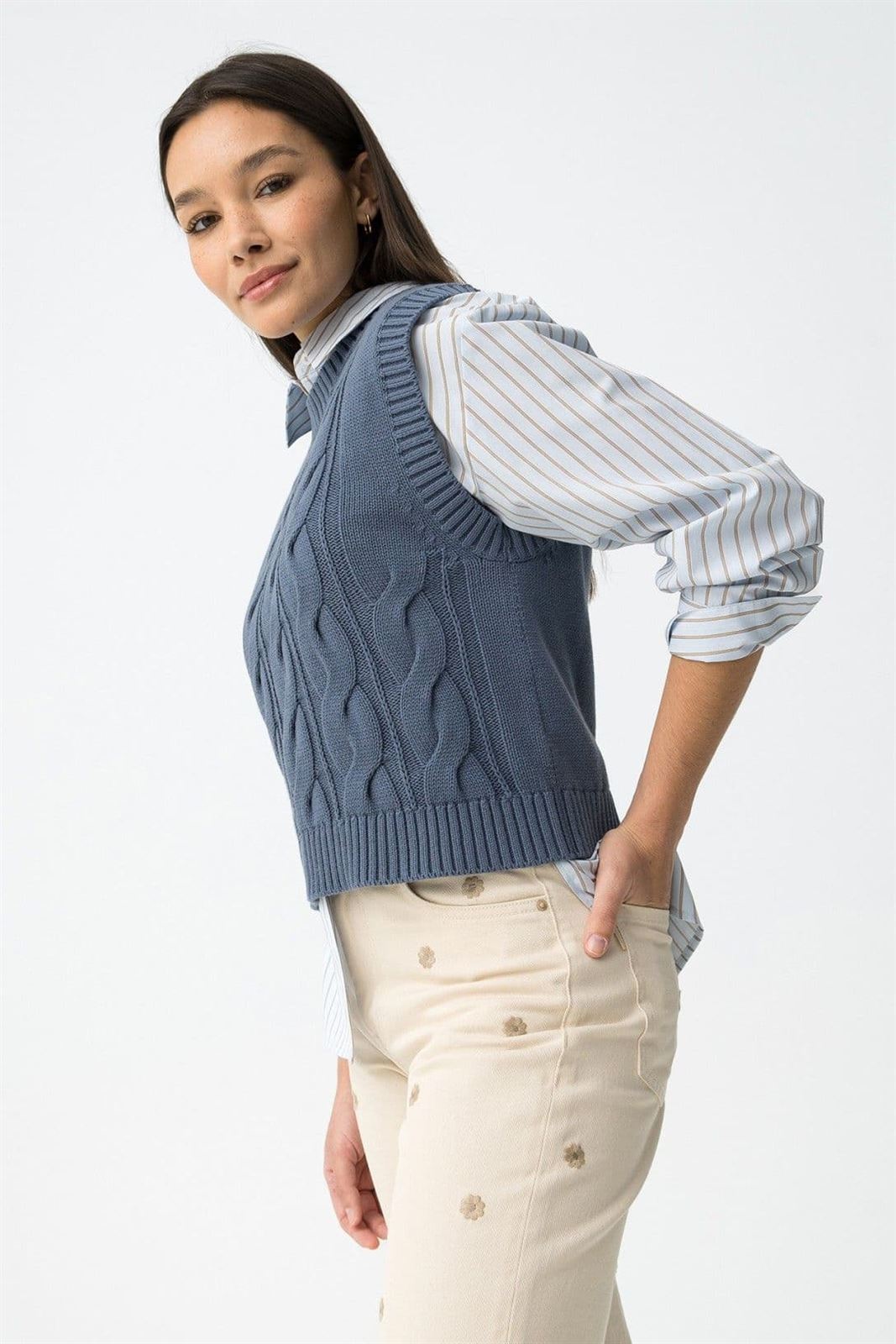 Chaleco de punto azul, Encore - Imagen 3