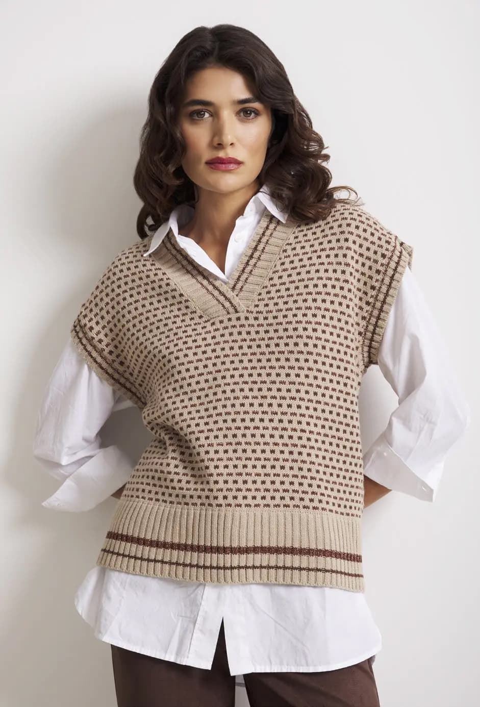 Chaleco de punto Lylu, Guadalupe - beige - Imagen 1