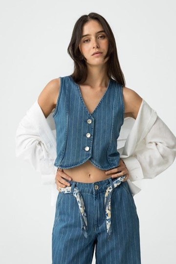 Chaleco vaquero con rayas brillantes, Alma - Imagen 1