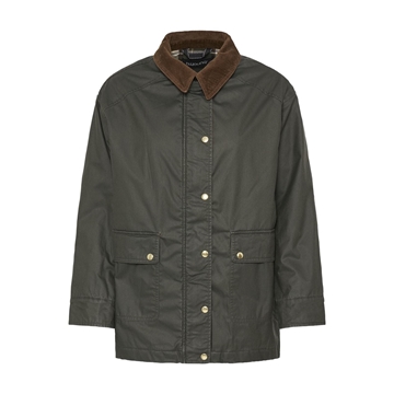 Chaqueta Corcilla encerada con cuello de pana B.young - verde oscuro - Imagen 2