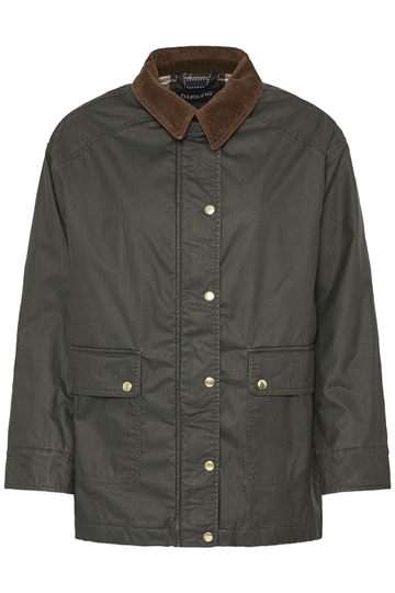 Chaqueta Corcilla encerada con cuello de pana B.young - verde oscuro - Imagen 2