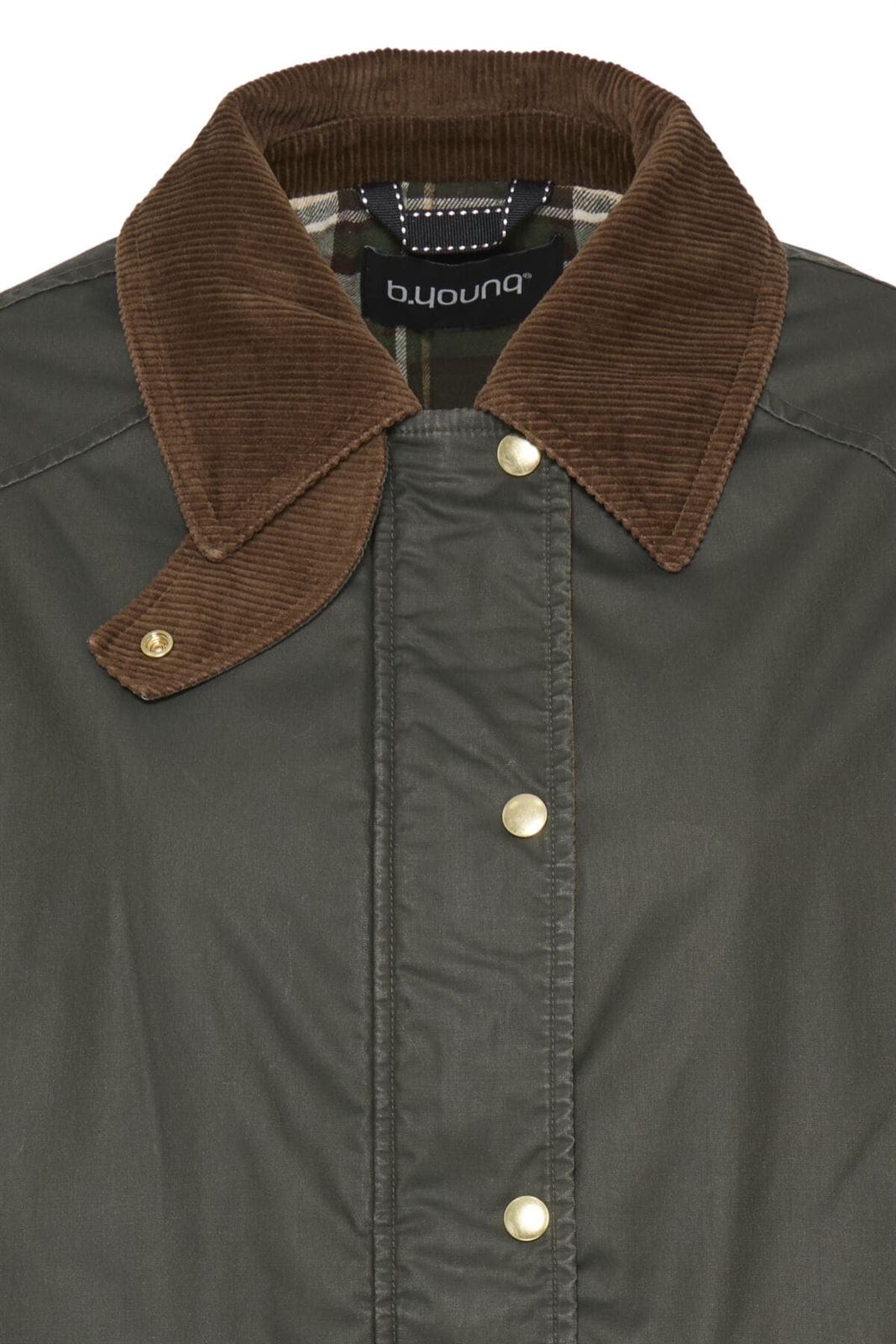 Chaqueta Corcilla encerada con cuello de pana B.young - verde oscuro - Imagen 4