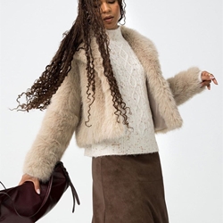 Chaqueta Corta Pelo beige, Thretha - Imagen 1