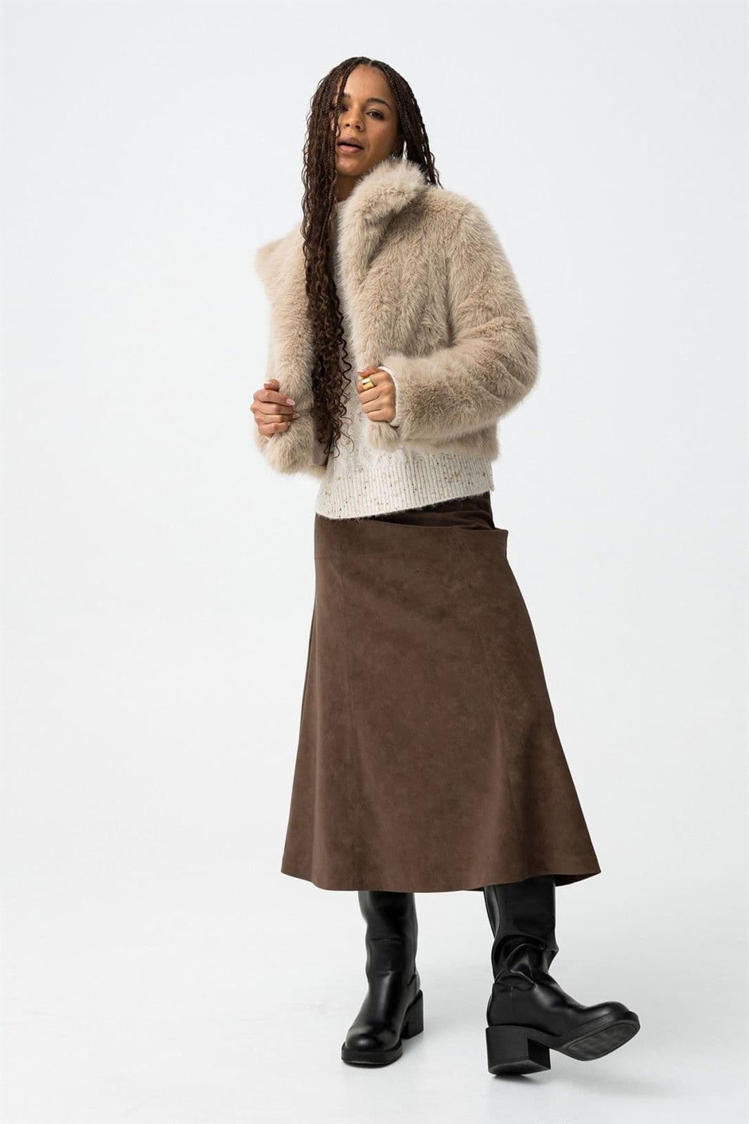 Chaqueta Corta Pelo beige, Thretha - Imagen 5