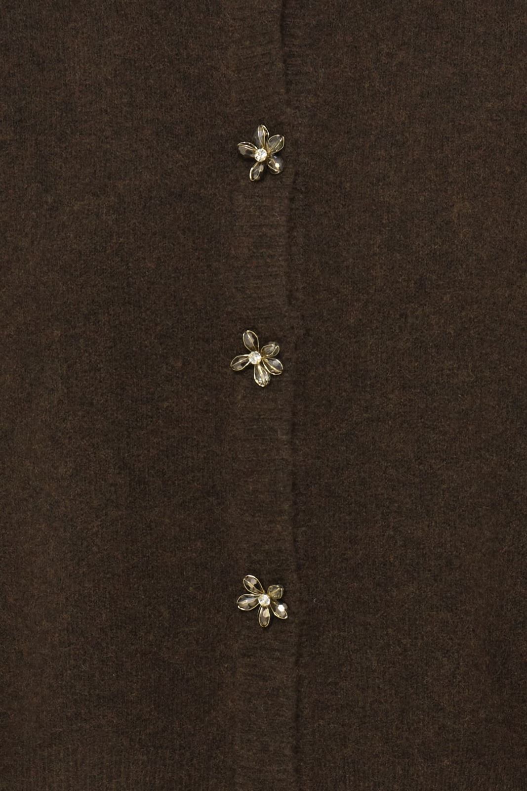 Chaqueta de punto Omea Deco con botones de flor de cristal y mangas globo B.young - marrón chocolate - Imagen 6