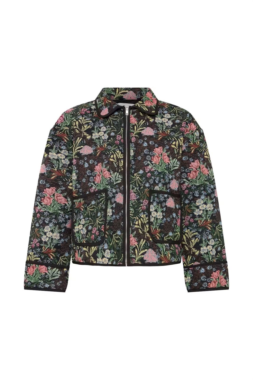 Chaqueta Hulina acolchada de flores estilo tapiz Ichi - negro multicolor - Imagen 4