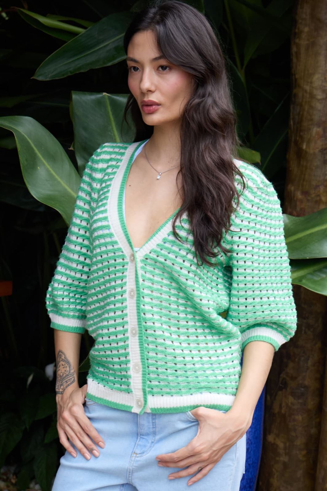 Chaqueta punto calado verde, Ih Ardina - Imagen 1