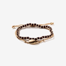 Doble pulsera dorado y marrón - Imagen 1