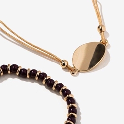 Doble pulsera dorado y marrón - Imagen 2