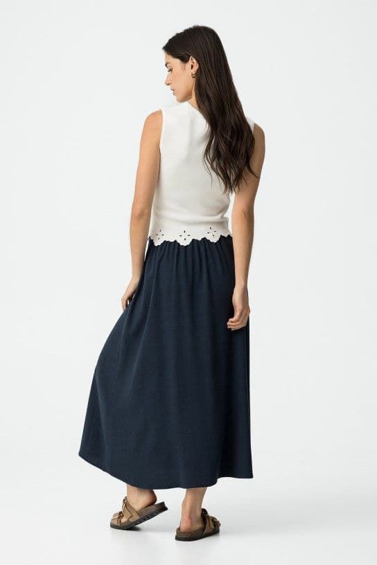 Falda azul Midi con Lino, Samui - Imagen 4