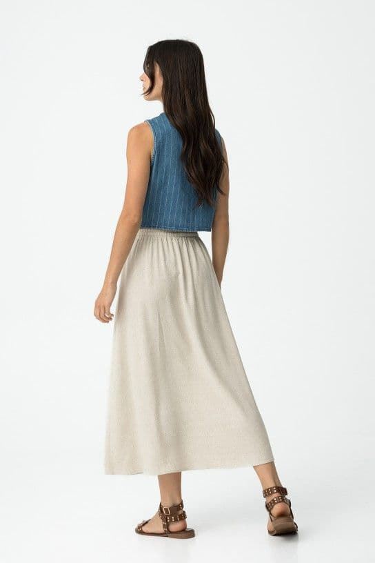 Falda beige Midi con Lino, Samui - Imagen 5