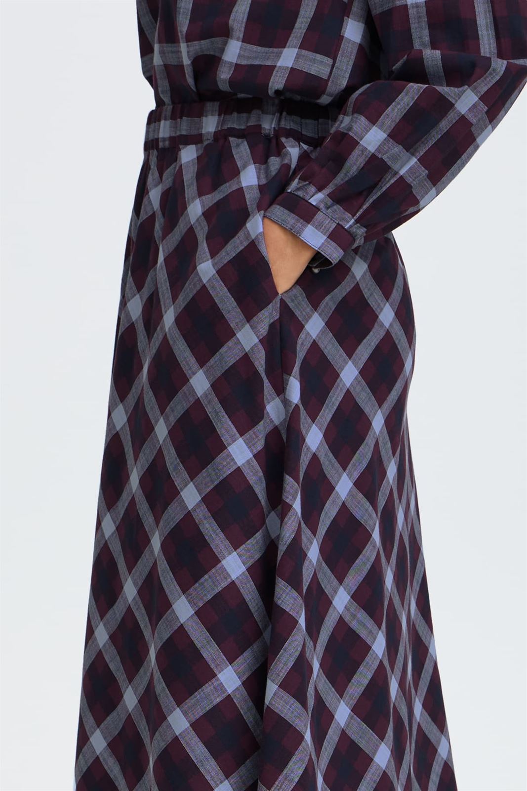 Falda midi de cuadros B.young, Flanny - burdeos y azul - Imagen 2