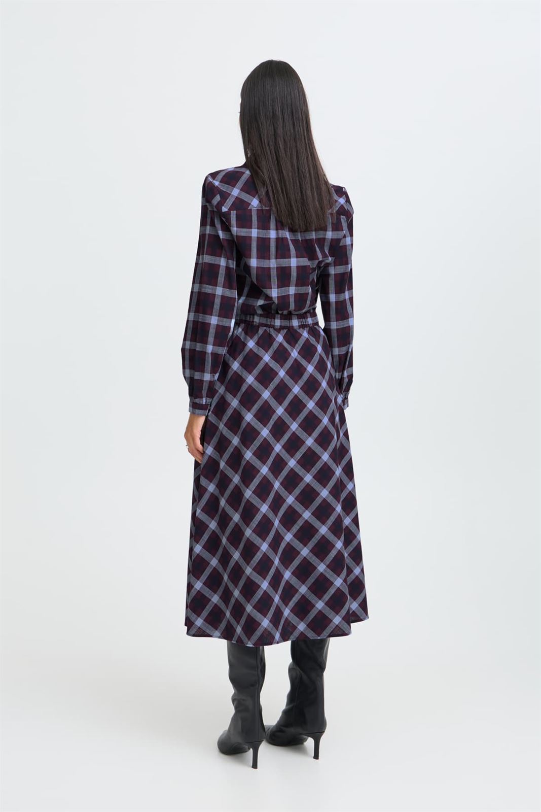 Falda midi de cuadros B.young, Flanny - burdeos y azul - Imagen 3