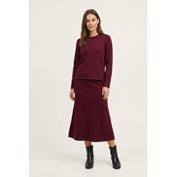Falda midi de punto evasé, Luls, Ichi - burdeos - Imagen 1