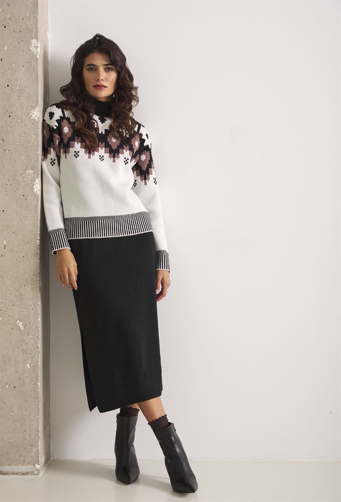 Falda midi de punto Frigiliana Lylu - negro - Imagen 1