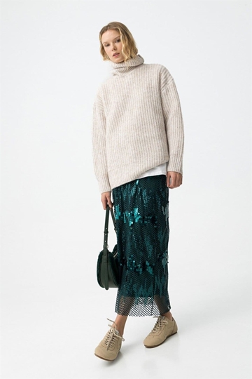 Falda midi verde brillante, Brilho - Imagen 1