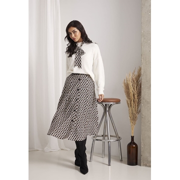Falda Segovia de rombos Lylu - negro, blanco y camel - Imagen 1