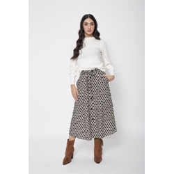 Falda Segovia de rombos Lylu - negro, blanco y camel - Imagen 2