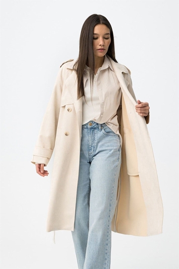 Gabardina antelina beige relajado, Suez - Imagen 2