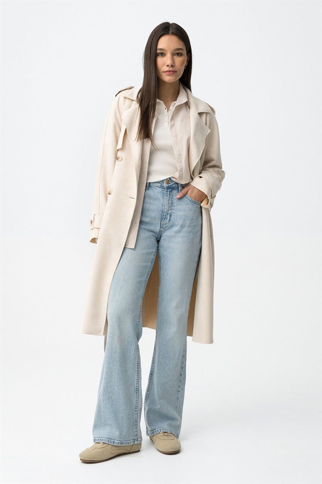 Gabardina antelina beige relajado, Suez - Imagen 3