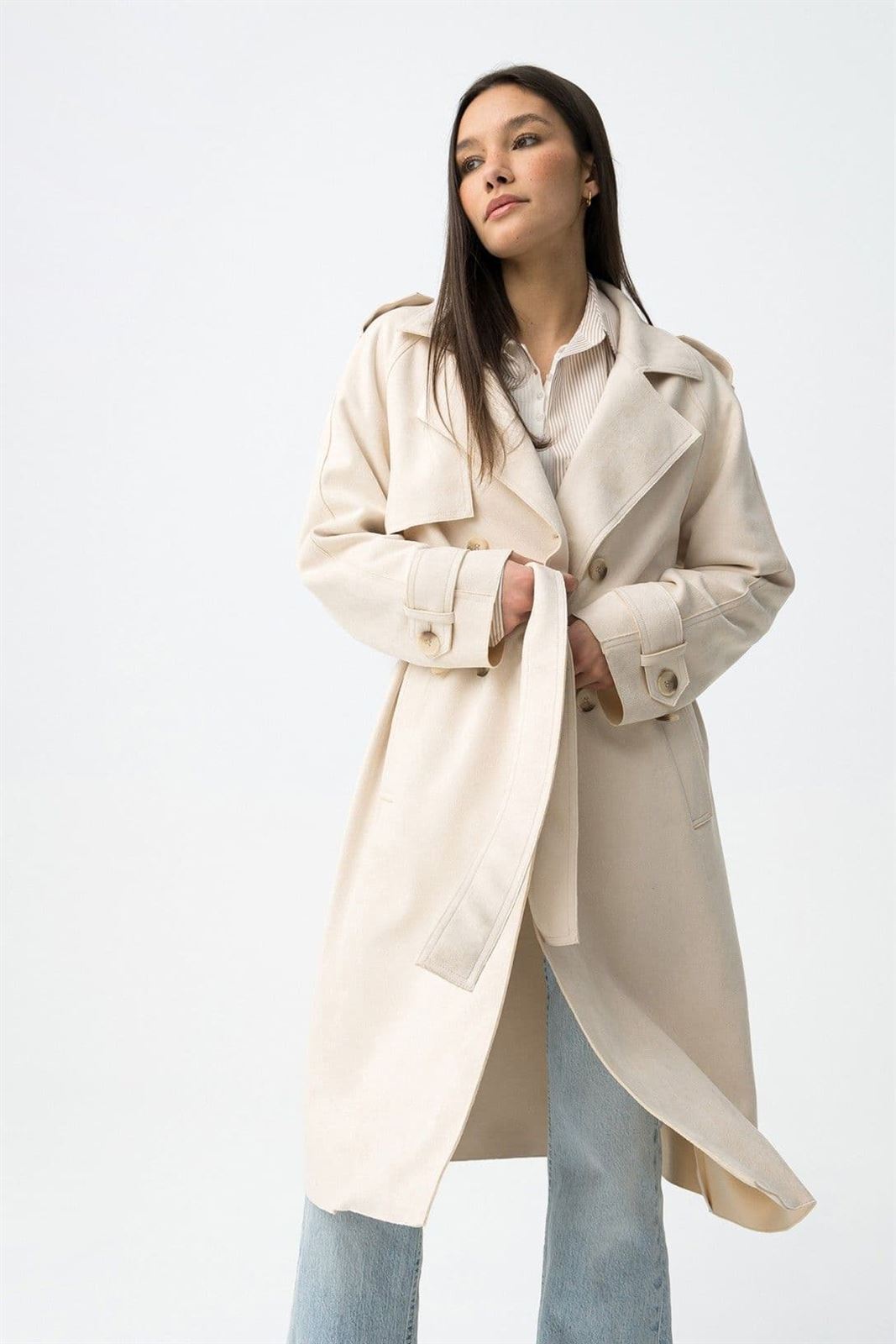 Gabardina antelina beige relajado, Suez - Imagen 6