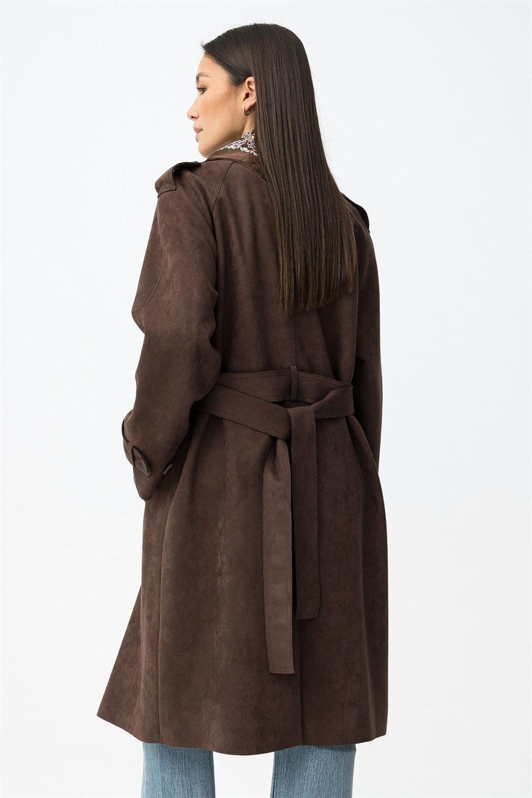 Gabardina antelina chocolate relajado, Suez - Imagen 4