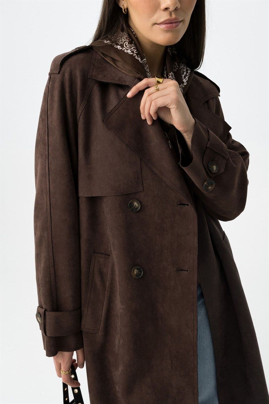 Gabardina antelina chocolate relajado, Suez - Imagen 5