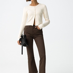 Jeans marrones cropped flare, Megan 121 - Imagen 1