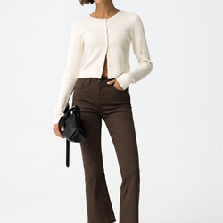 Jeans marrones cropped flare, Megan - Imagen 1