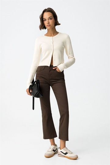 Jeans marrones cropped flare, Megan - Imagen 1