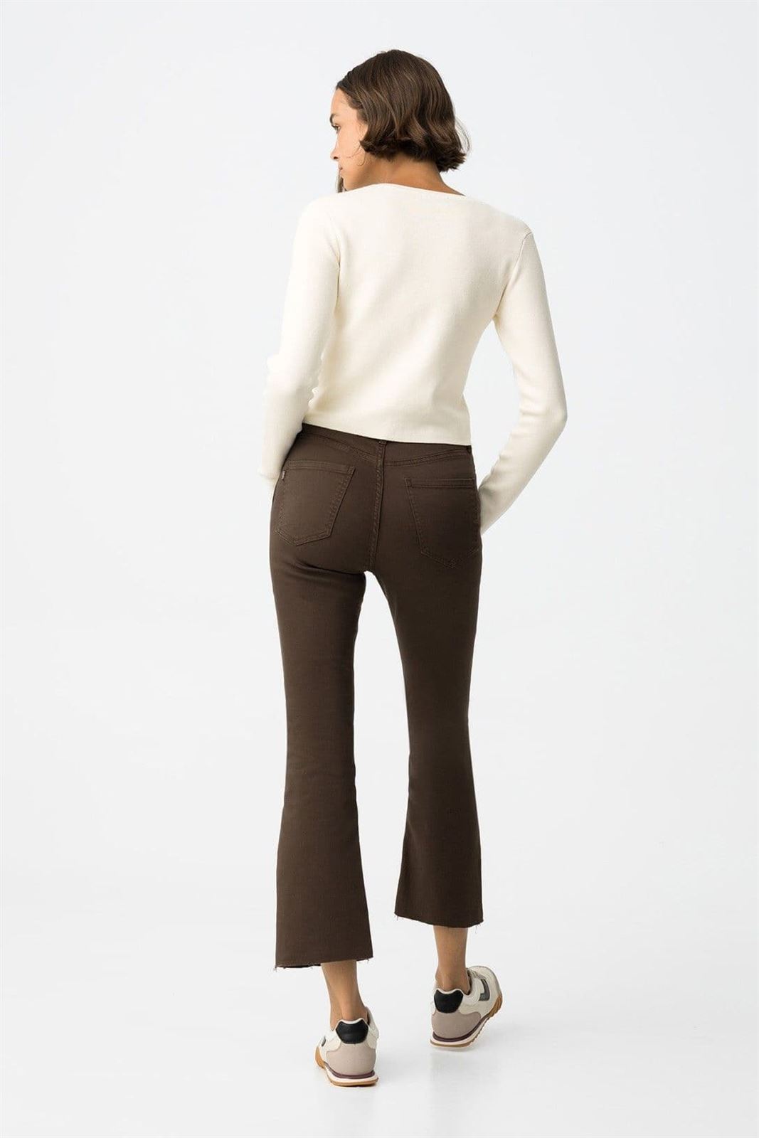 Jeans marrones cropped flare, Megan - Imagen 5