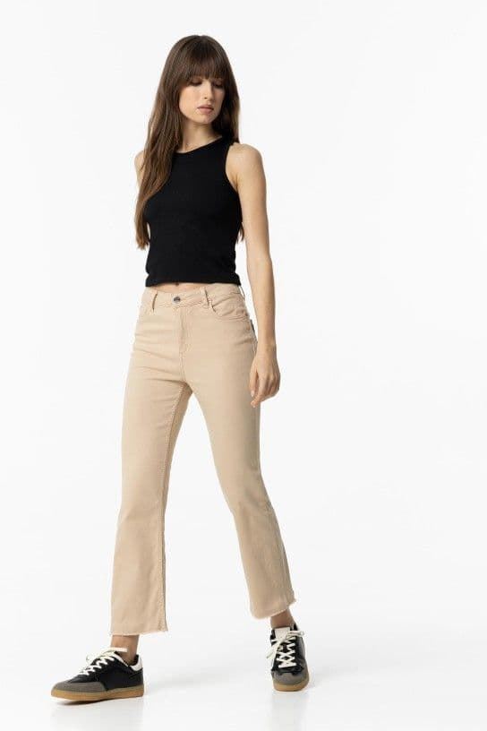 Jeans Megan_63 Cropped Flare beige - Imagen 3