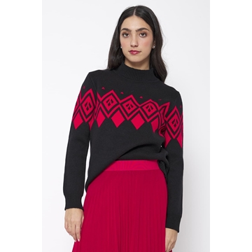 Jersey Arcos de cuello alto con jacquard de rombos Lylu - negro y rojo - Imagen 1
