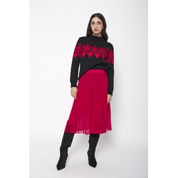 Jersey Arcos de cuello alto con jacquard de rombos Lylu - negro y rojo - Imagen 2