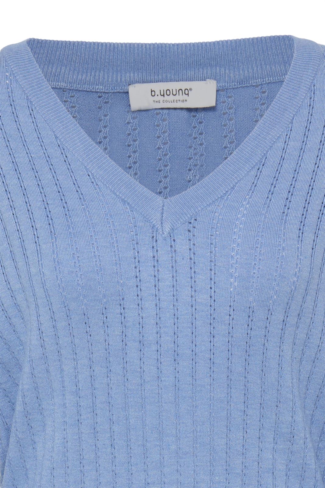 Jersey cuello pico azul, By Morla Vneck Pointelle - Imagen 8