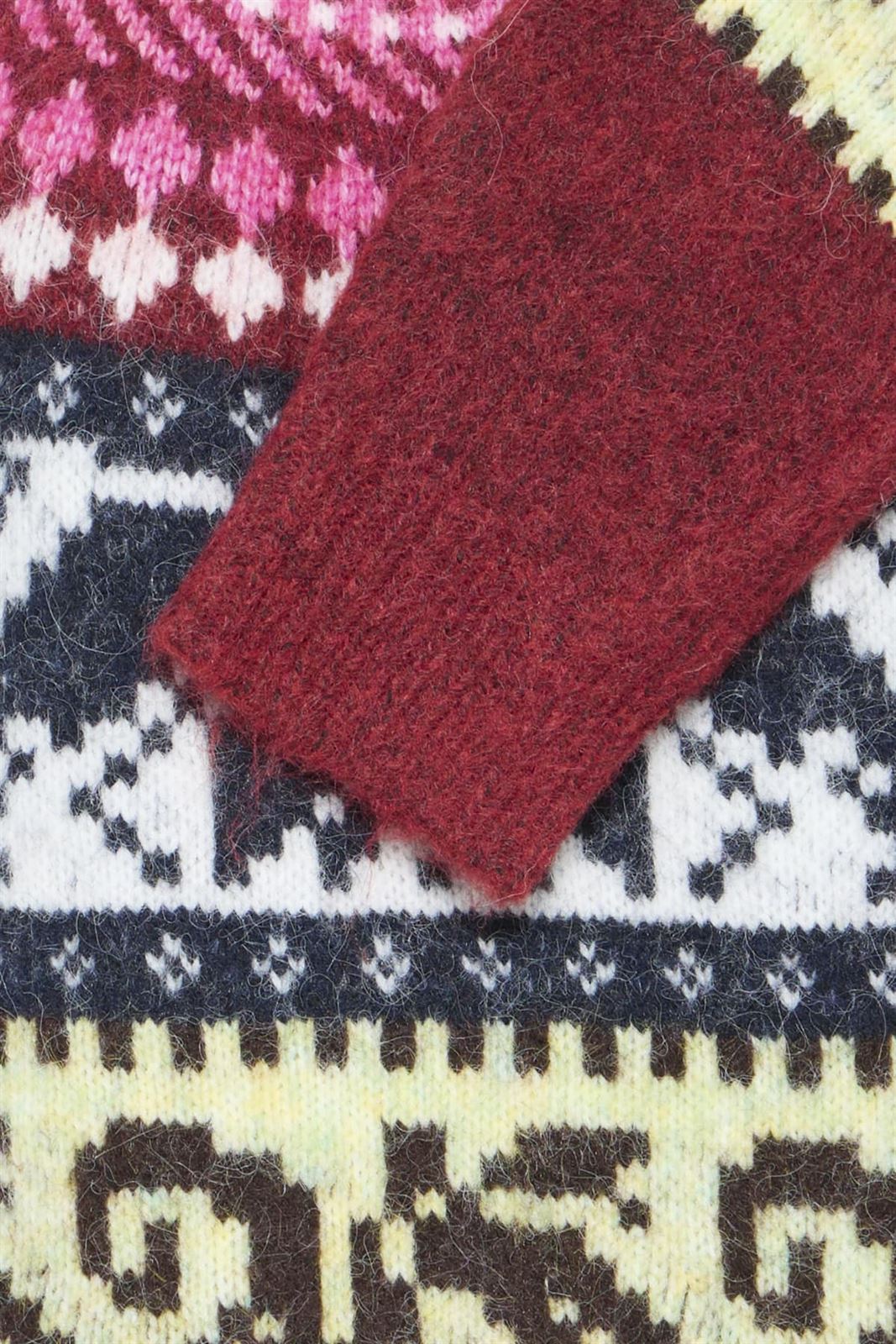 Jersey Cycle estilo nórdico de jacquard multicolor Ichi - burdeos, rosa y azul marino - Imagen 7