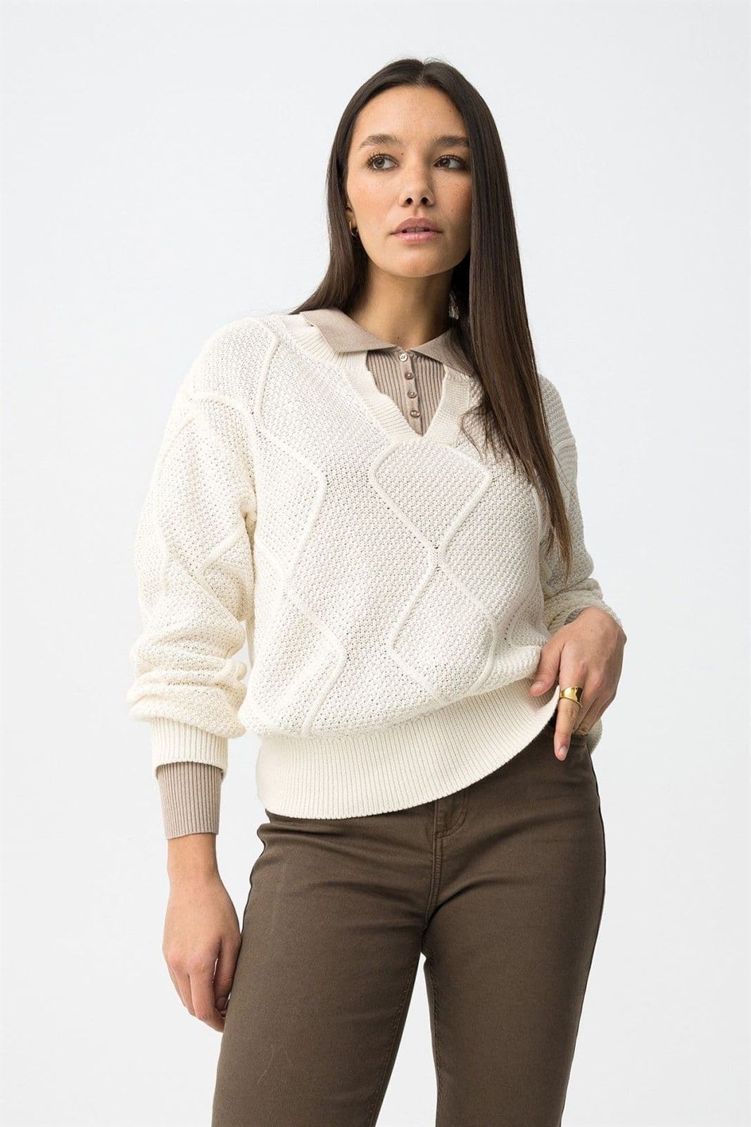 Jersey de punto beige, Texas - Imagen 1