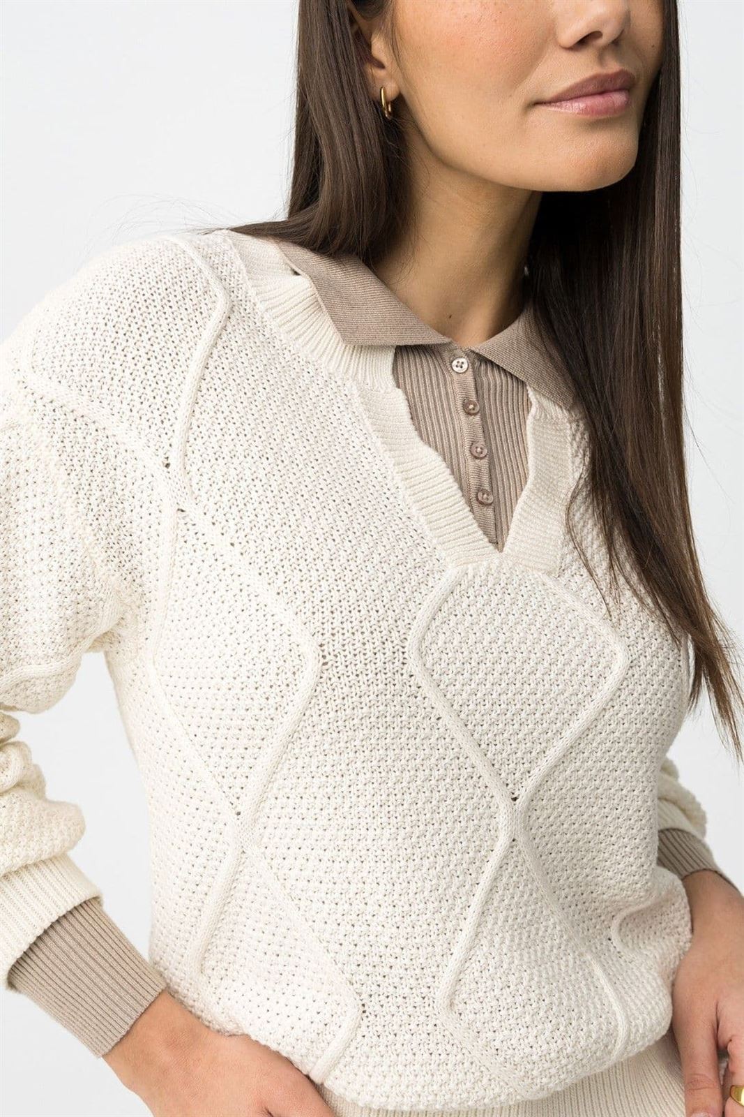 Jersey de punto beige, Texas - Imagen 2