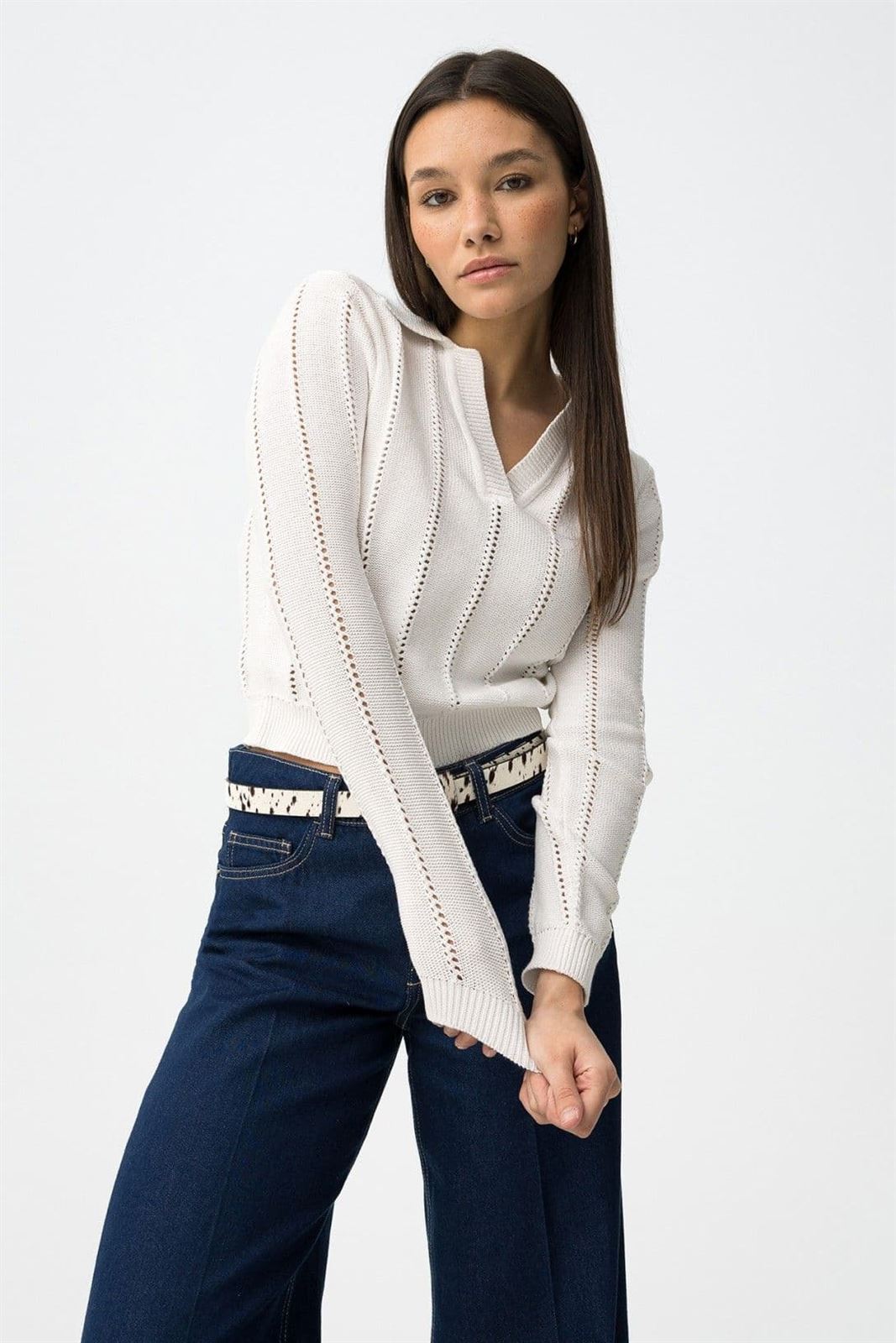 Jersey de punto blanco slim, Mariah - Imagen 1