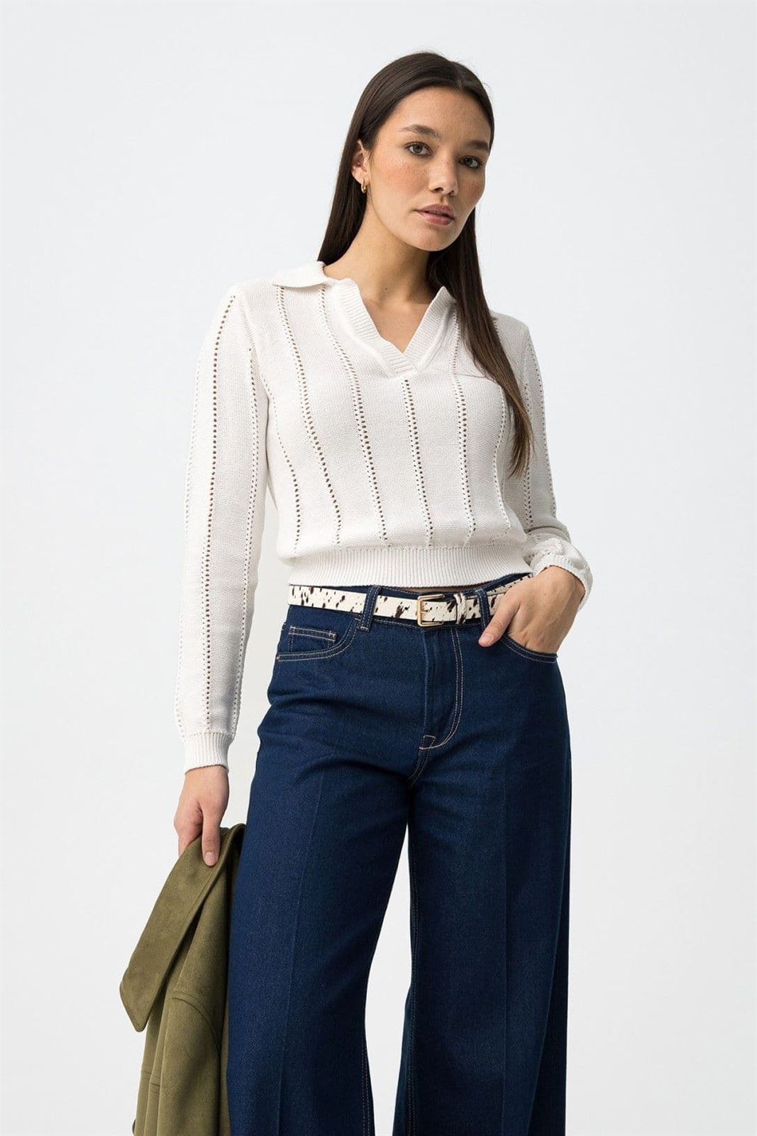 Jersey de punto blanco slim, Mariah - Imagen 2