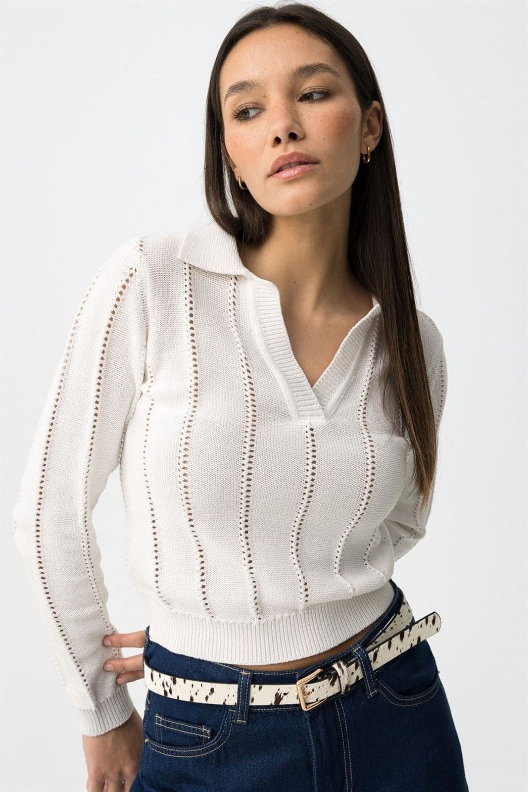 Jersey de punto blanco slim, Mariah - Imagen 4