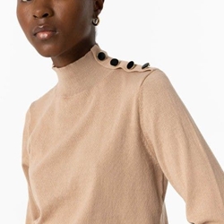 Jersey de Punto fino Beige con Botones, Bauhaus - Imagen 1