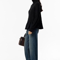 Jersey de punto negro blusa combinada, Astrid - Imagen 2