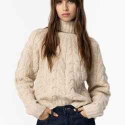Jersey de punto tiffosi color beige cuello alto, Yggdrasill - Imagen 1