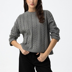 Jersey de punto trenzada gris, Bastiana - Imagen 1